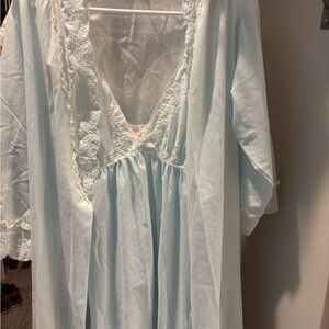 Dior Light Blue Lace Trim Robe